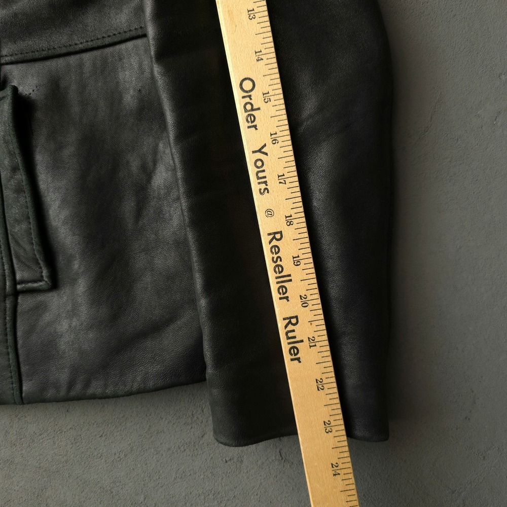 Vintage 90s Leather Jacket Small Black Oversized Denver Hayes - Picture 15 of 16